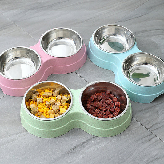 Double Pet Bowls - Food & Water Feeder