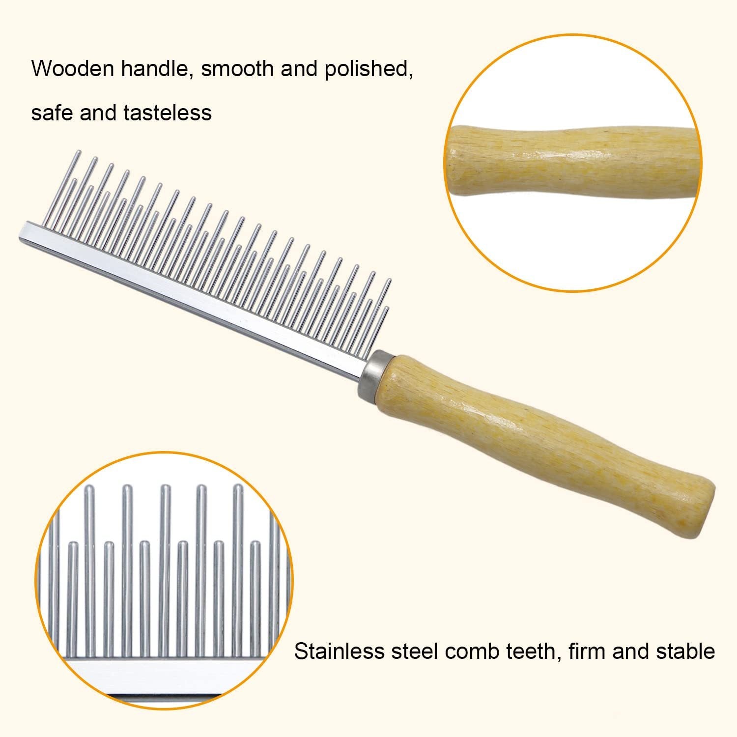 Wooden Handle Grooming Comb for Pets