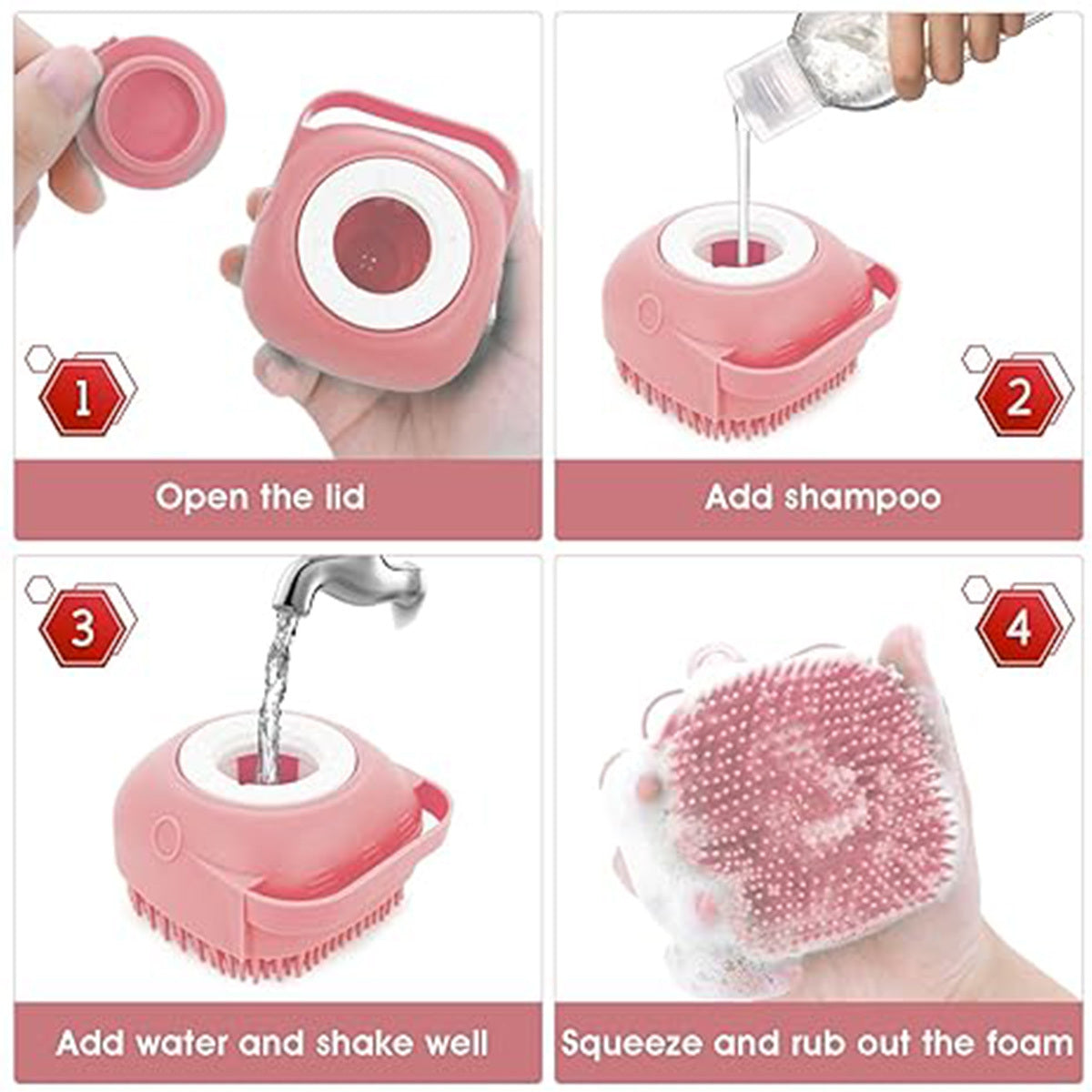 Shampoo Dispensing Dog & Cat Bath Massage Brush