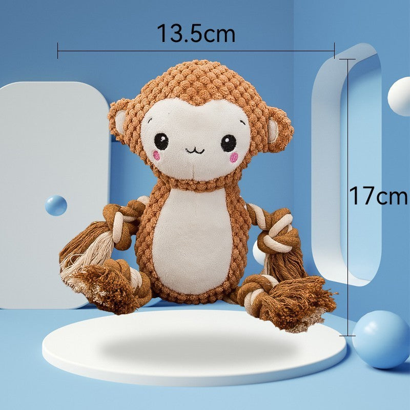 Stuffed Squeaky Plush Dog Toys Bundle - Monkey & Lion