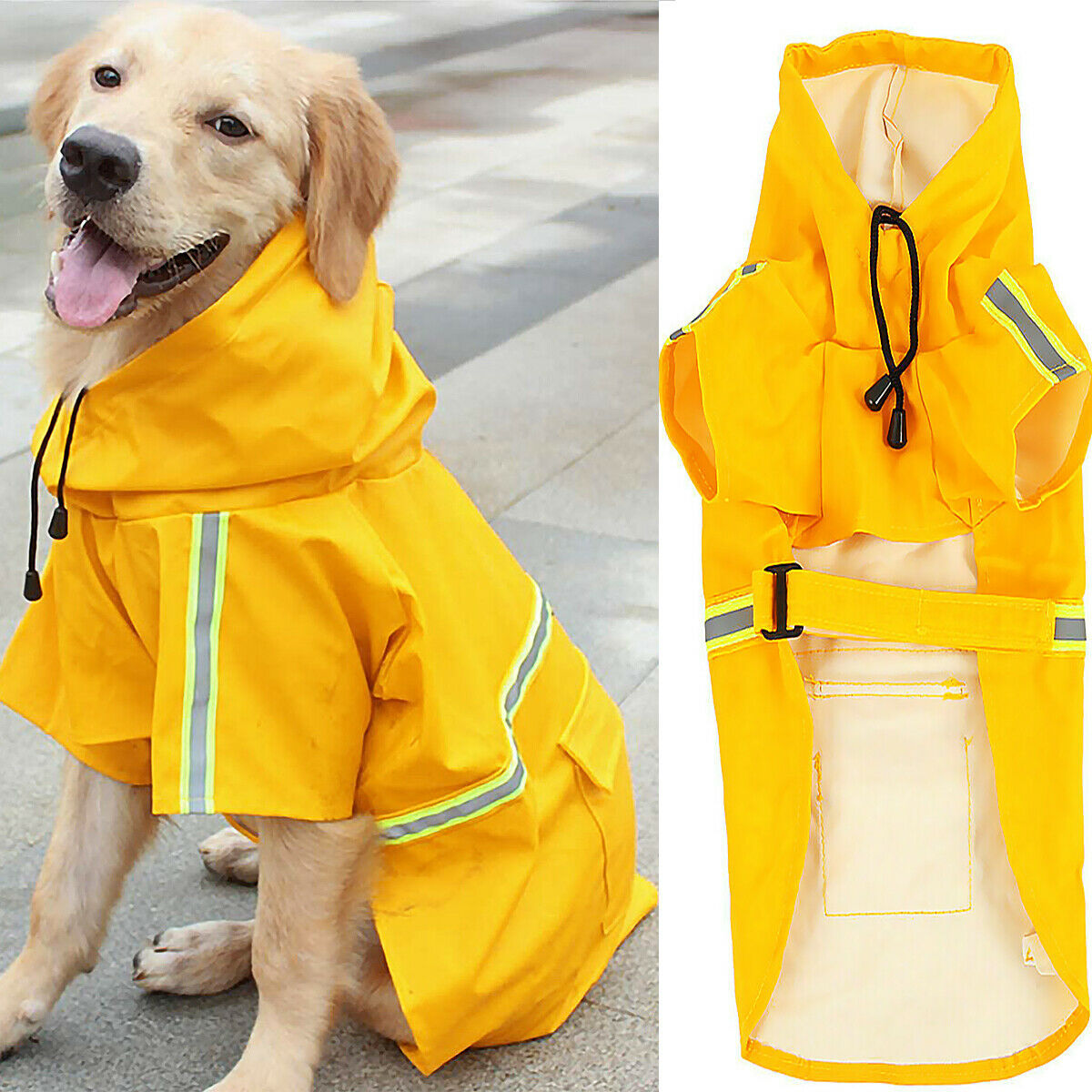 Waterproof Dog Raincoat with Reflective Stripes