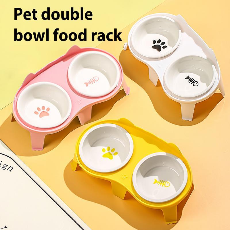 Ceramic Cat Food & Water Bowl Set