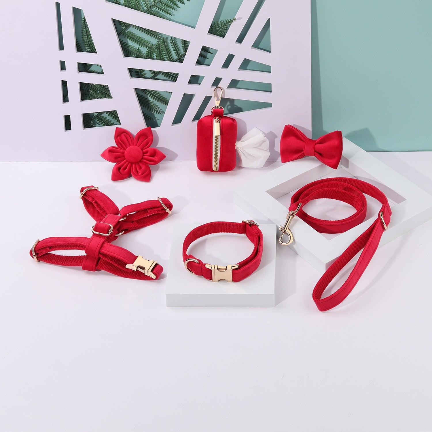 Classic Velvet Pet Collar & Leash Set