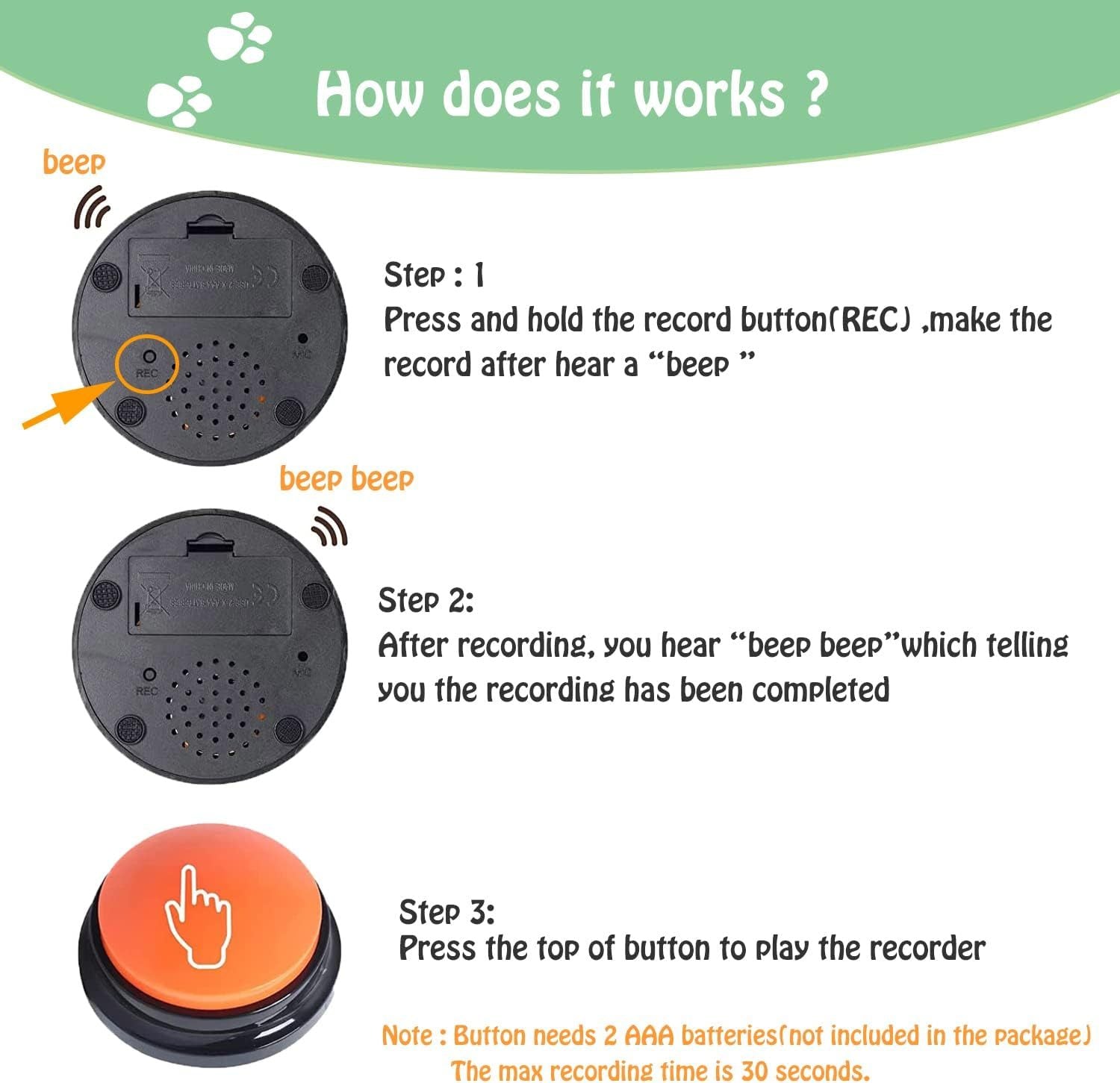 Voice Recording Button for Pet Training