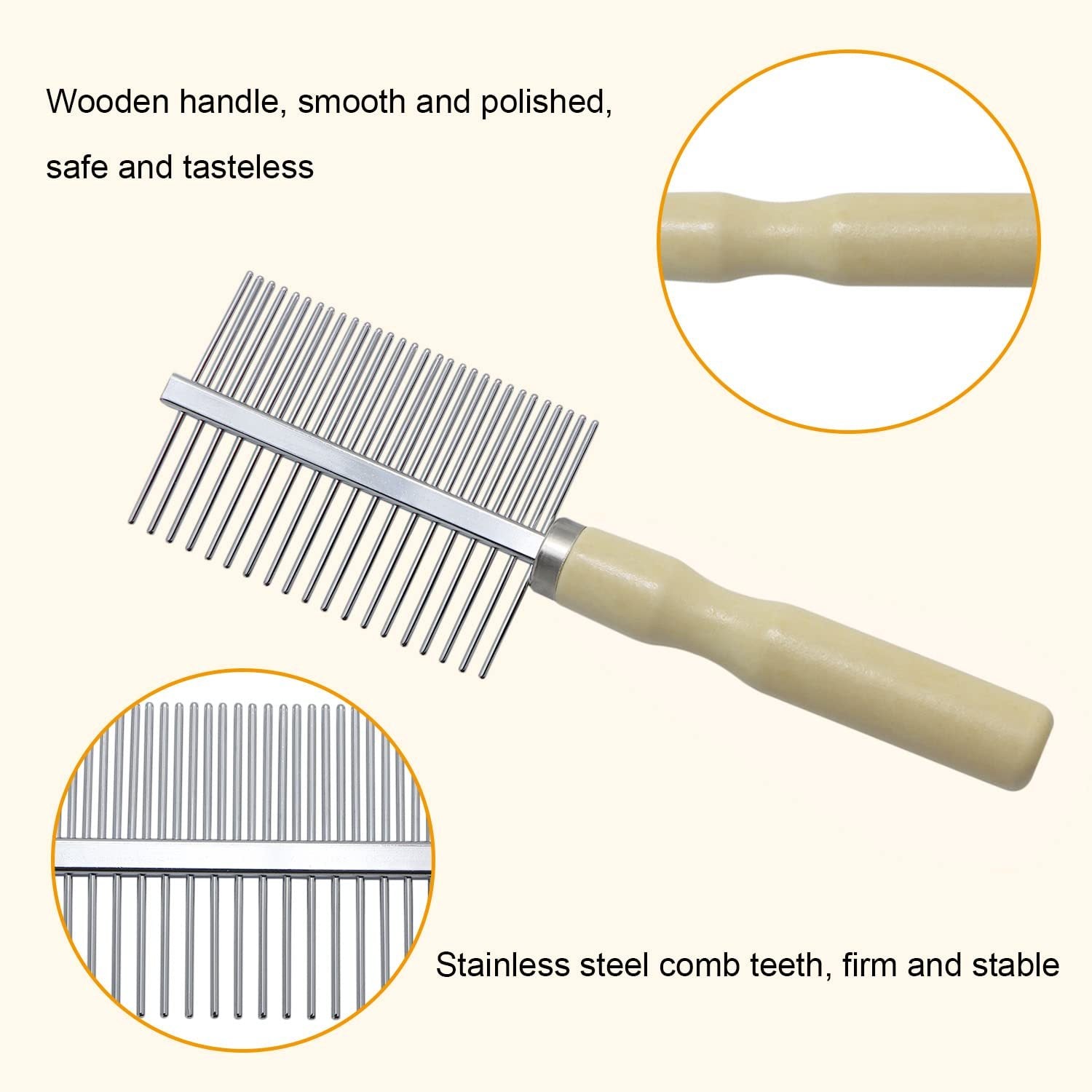 Wooden Handle Grooming Comb for Pets