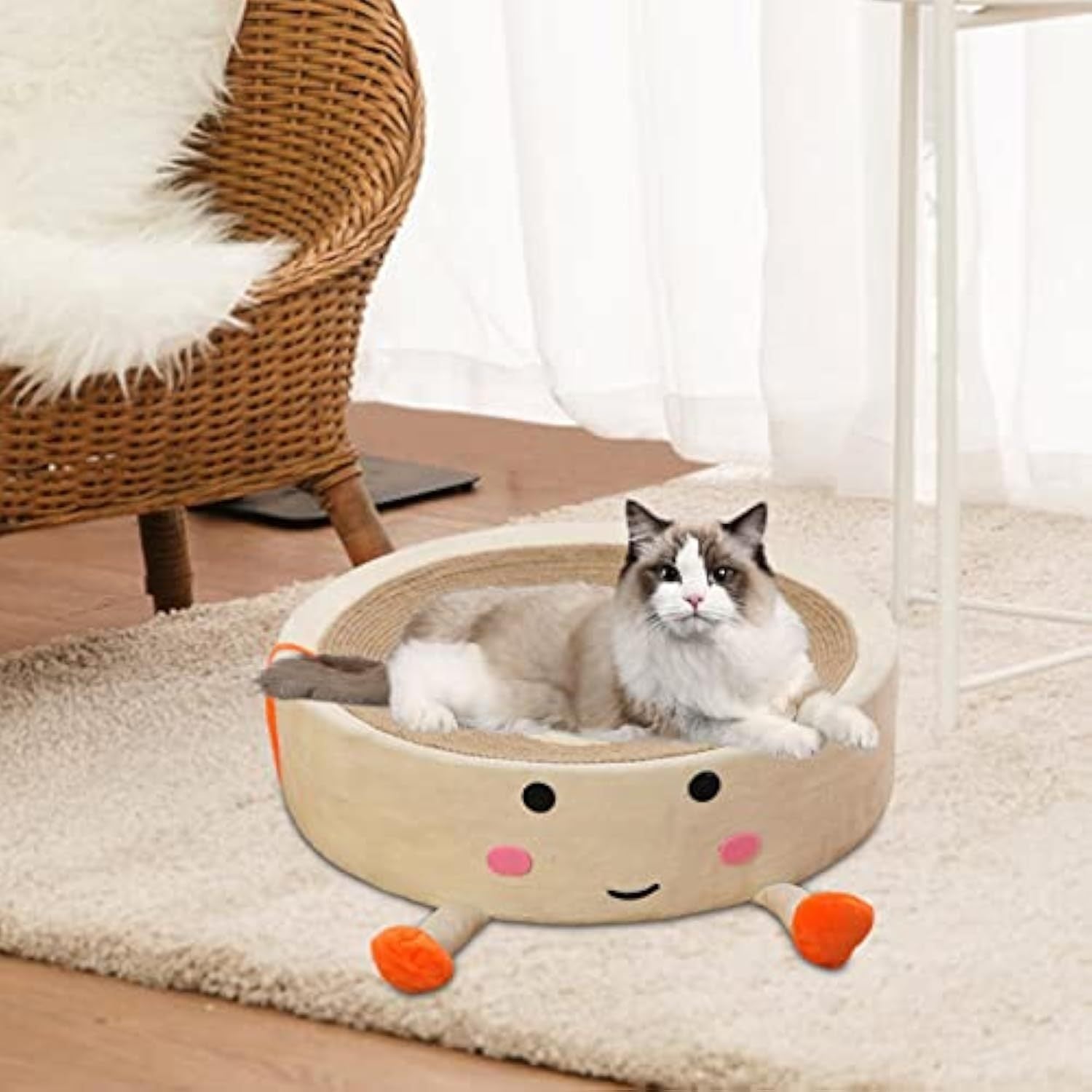 Cartoon Round Sisal Cat Scratching Board & Bed