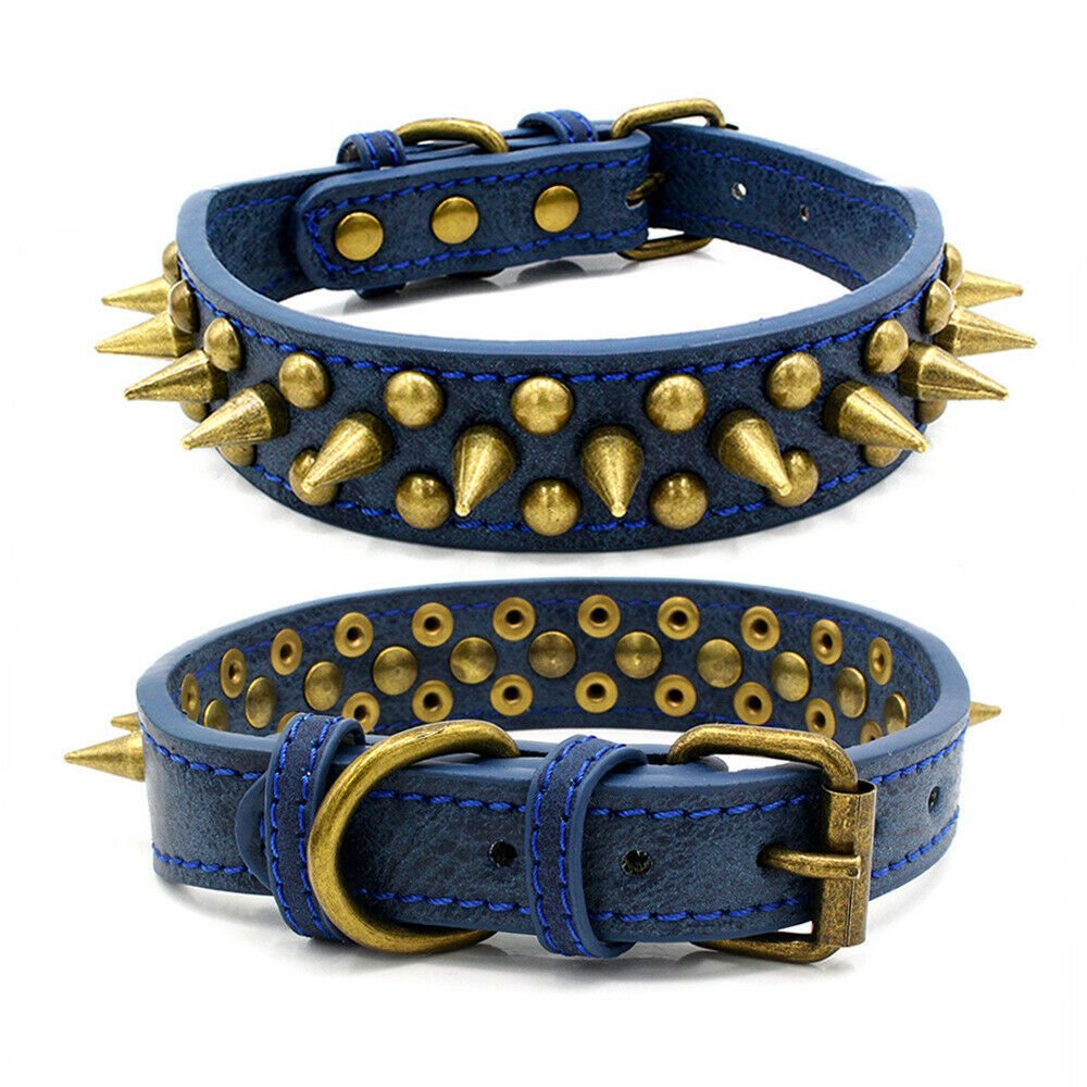 Retro Studded Leather Dog Collar (S-XL)