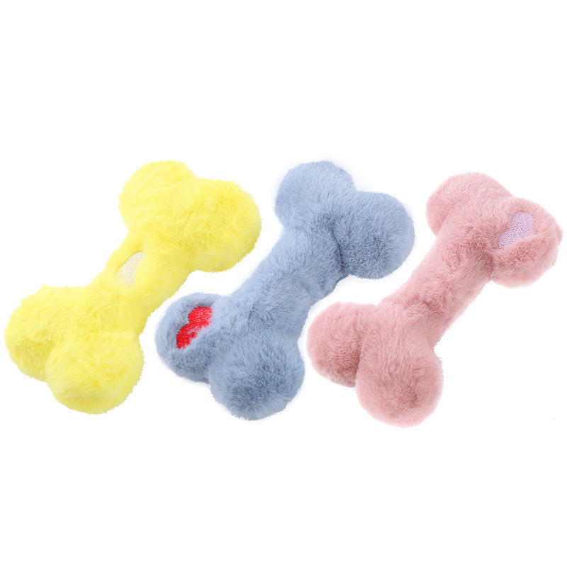 Cute Plush Bone Dog Toy - Squeaky, Chew-Resistant