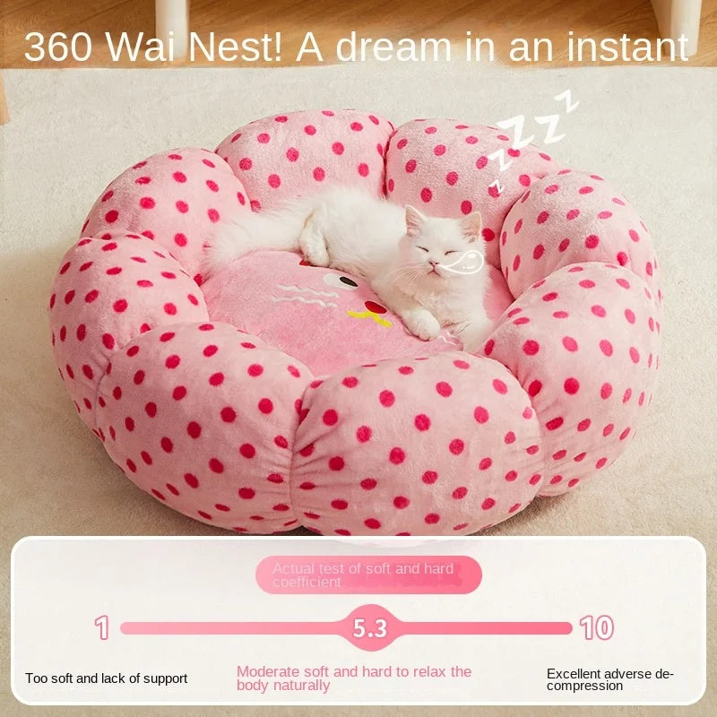 Pink Dot Princess Cat Bed