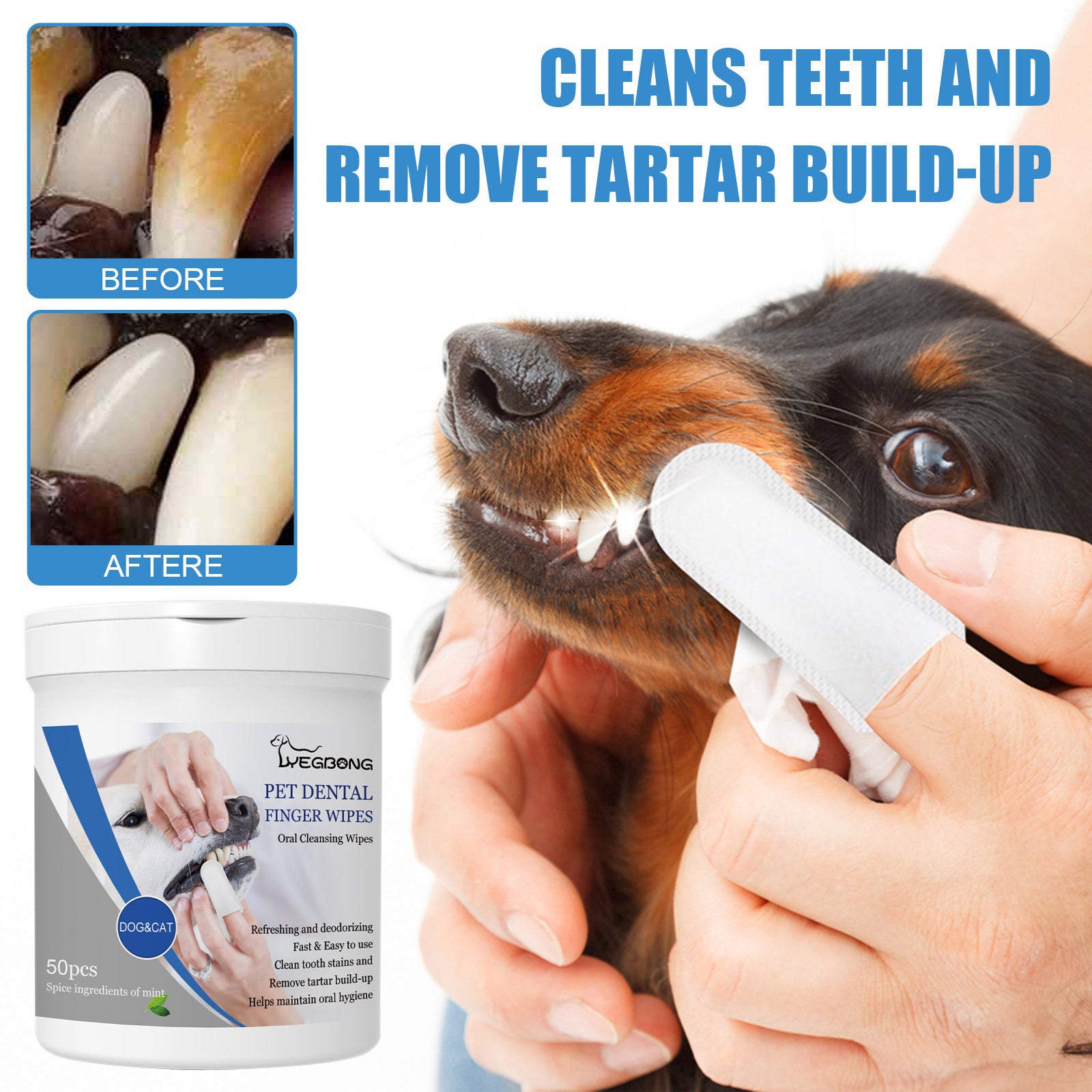 Pet Teeth Cleaning Finger Wipes