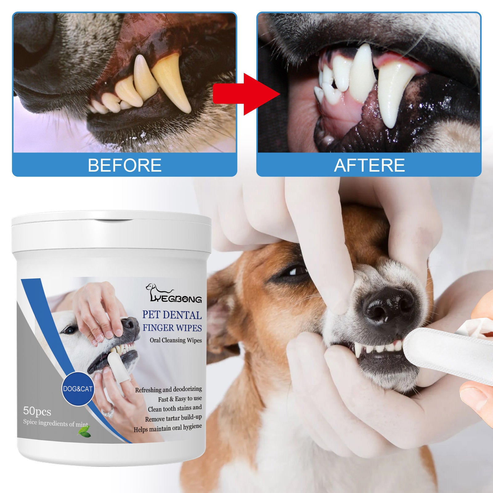 Pet Teeth Cleaning Finger Wipes