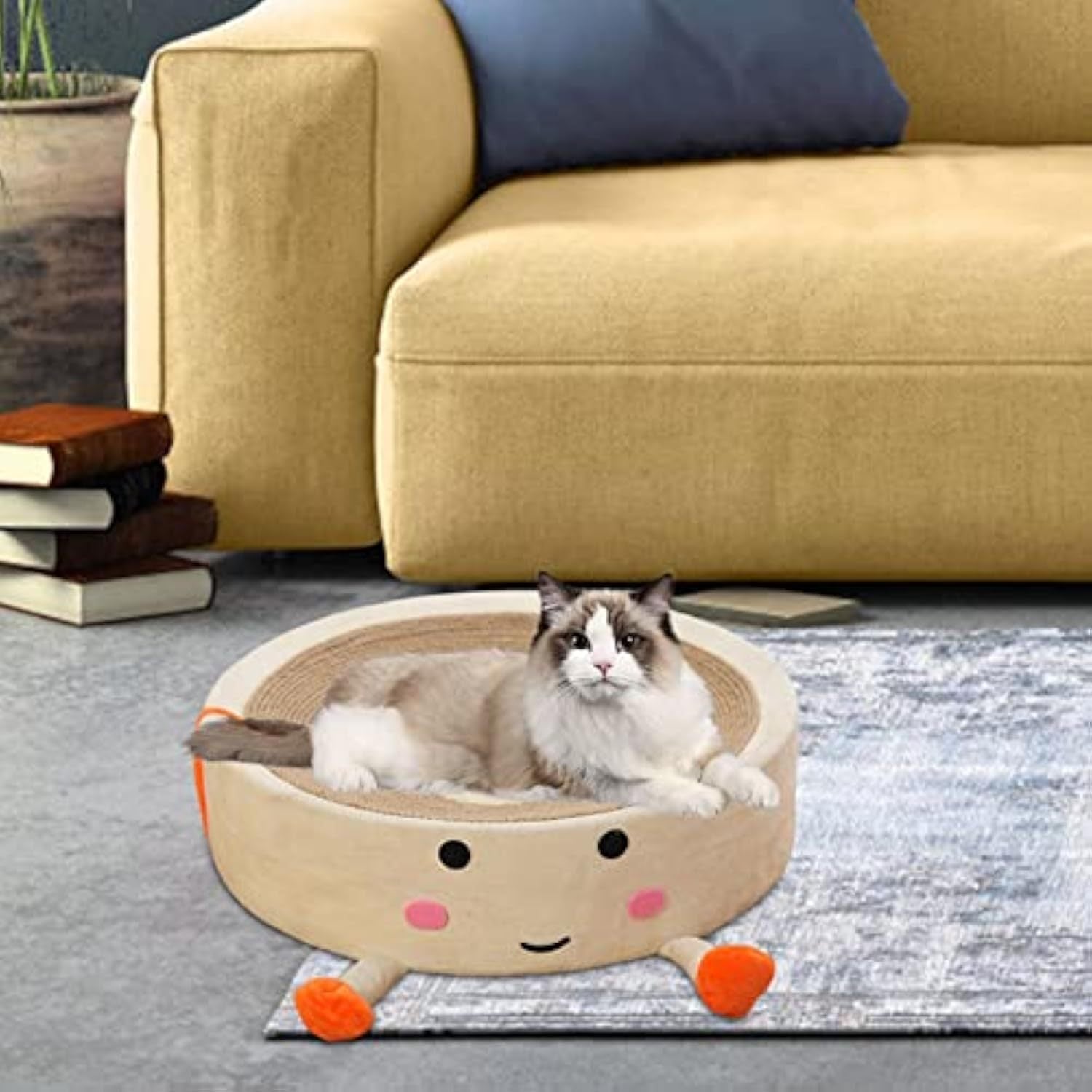 Cartoon Round Sisal Cat Scratching Board & Bed