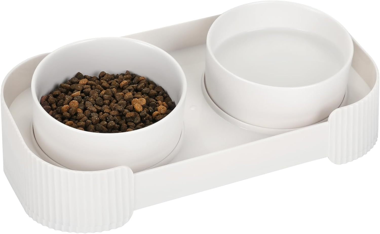 Ceramic Elevated Cat Bowls 15° Tilted Anti-Vomiting Set