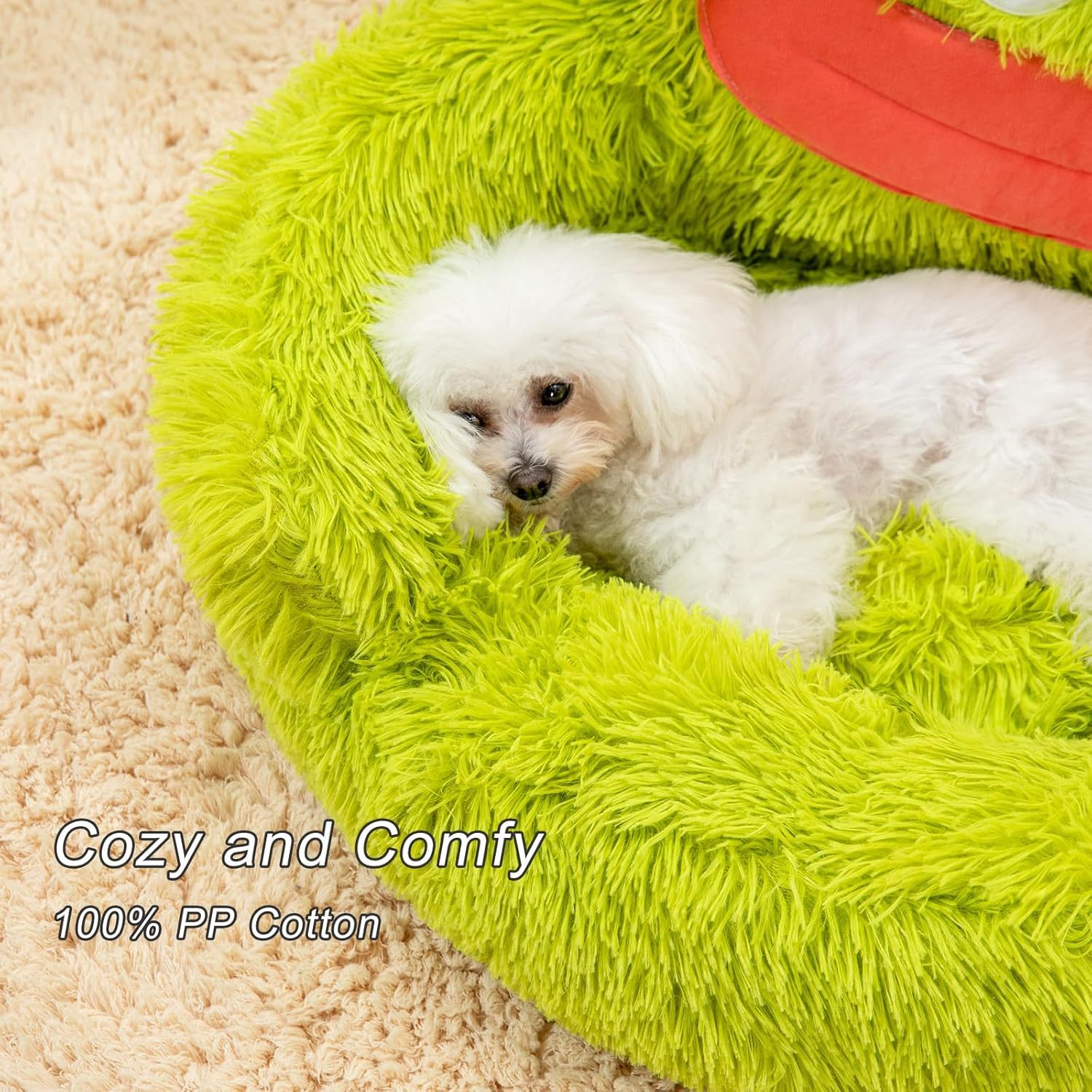 Calming Plush Donut Bed for Cats & Small Dogs