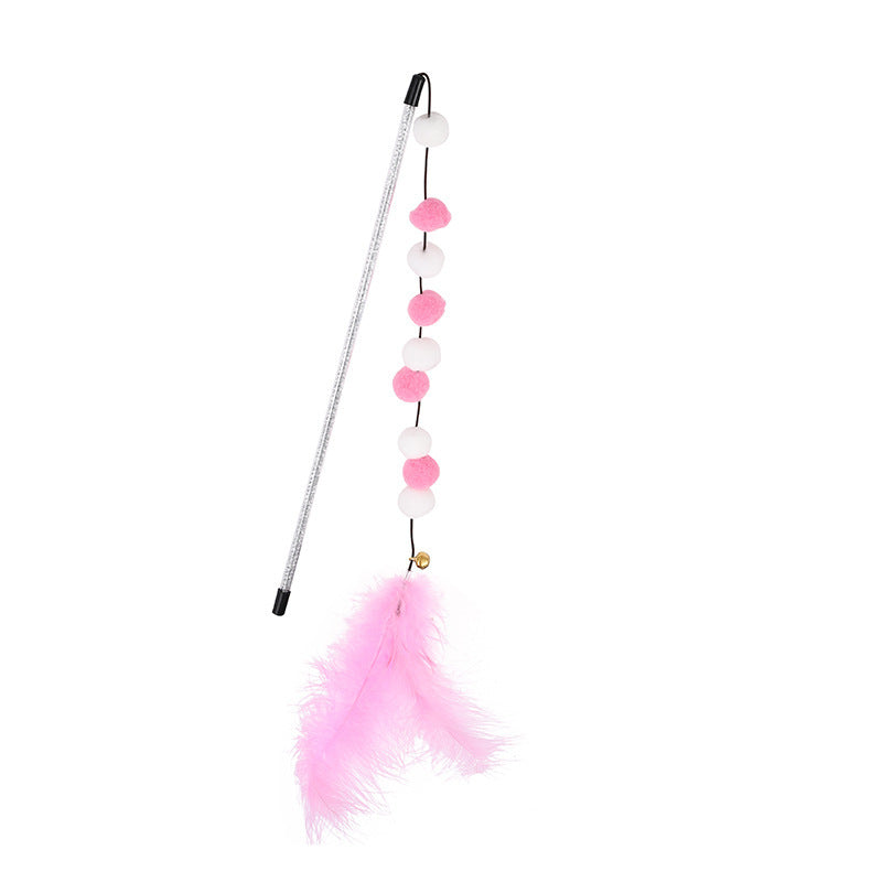 Interactive Cat Teaser Rod with Bell and Feather