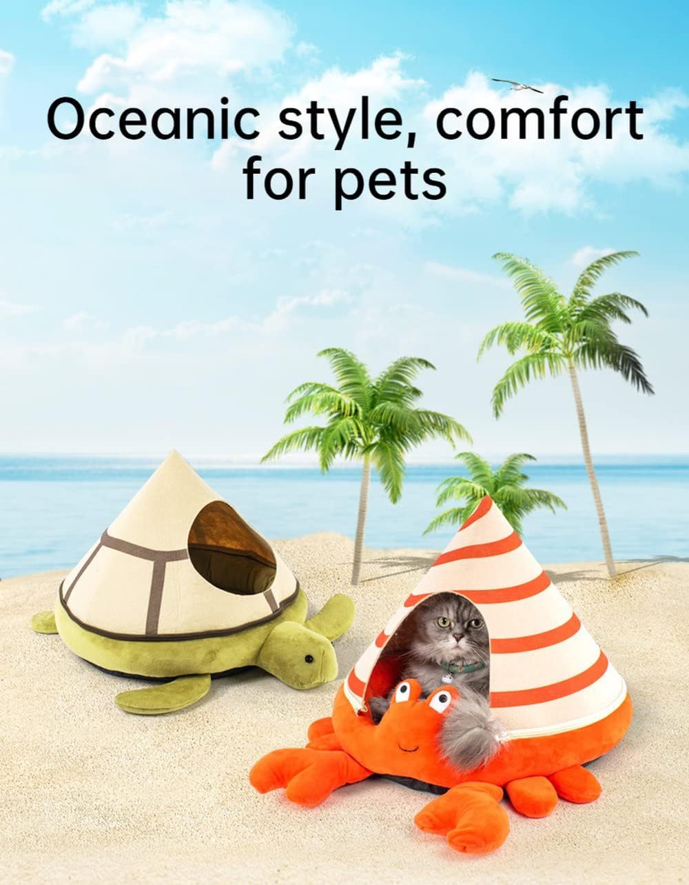 Cat Nest Crab Turtle Shaped Pet Bed