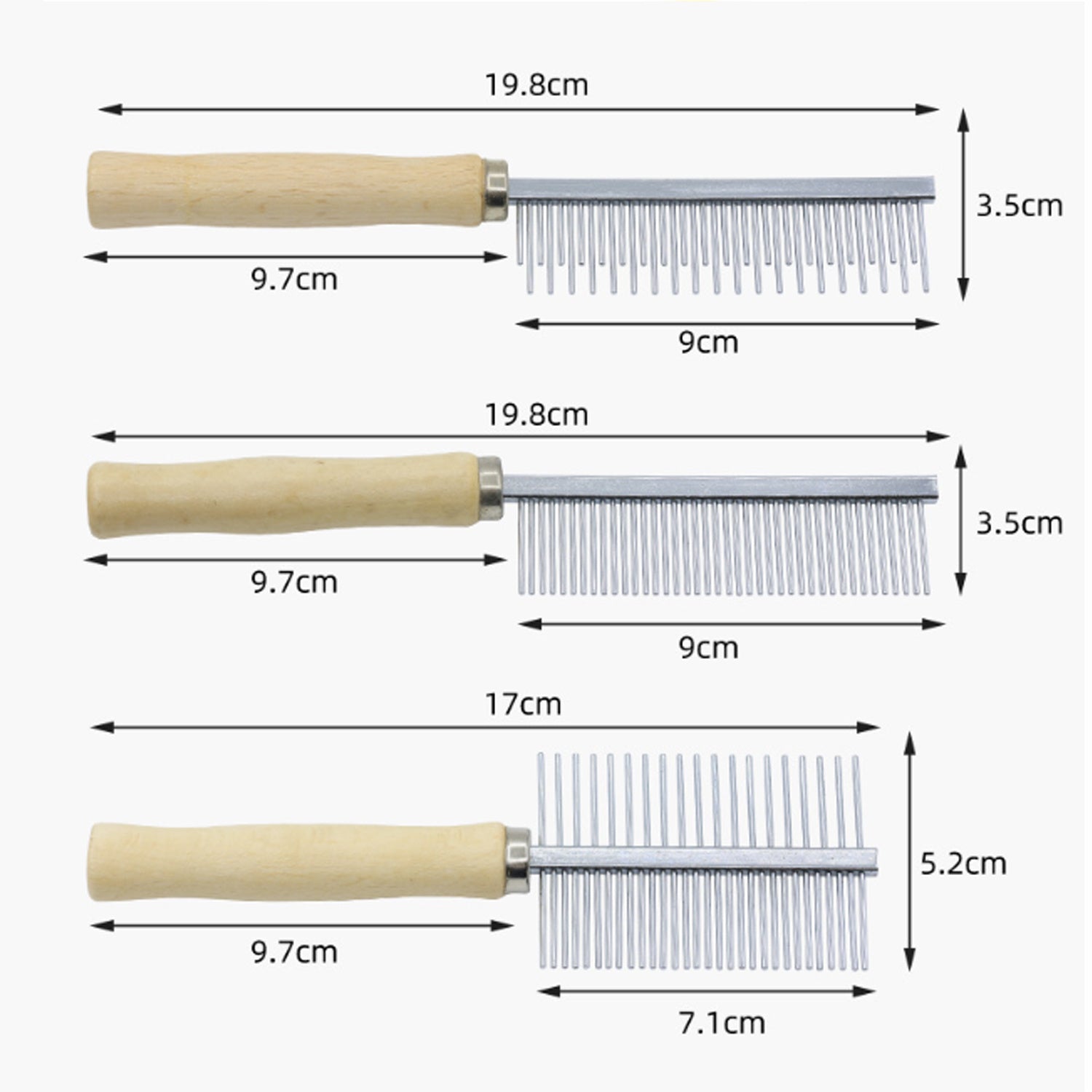 Wooden Handle Grooming Comb for Pets