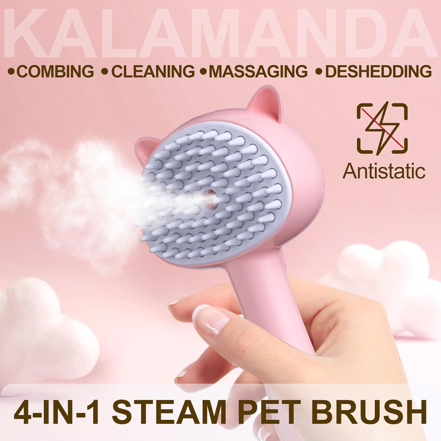 4-in-1 Cat Steam Brush with Release Button