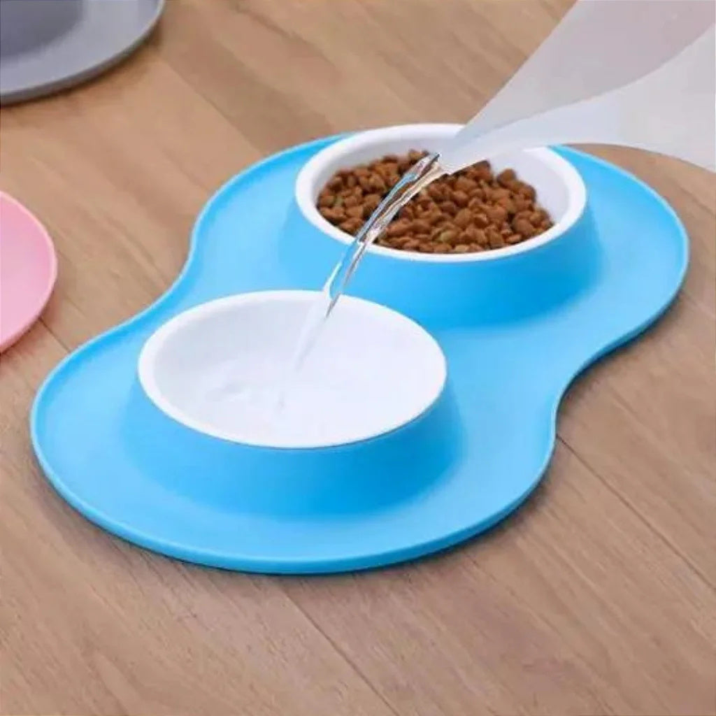 Silicone Double Food & Water Bowl for Dogs and Cats