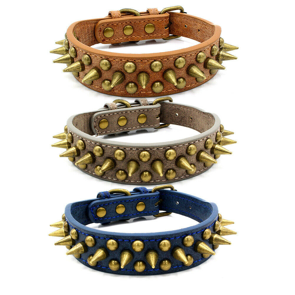 Retro Studded Leather Dog Collar (S-XL)