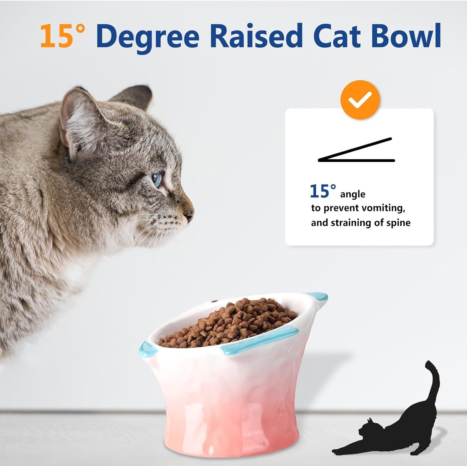 Ceramic Fish-Shaped Elevated Cat Bowls