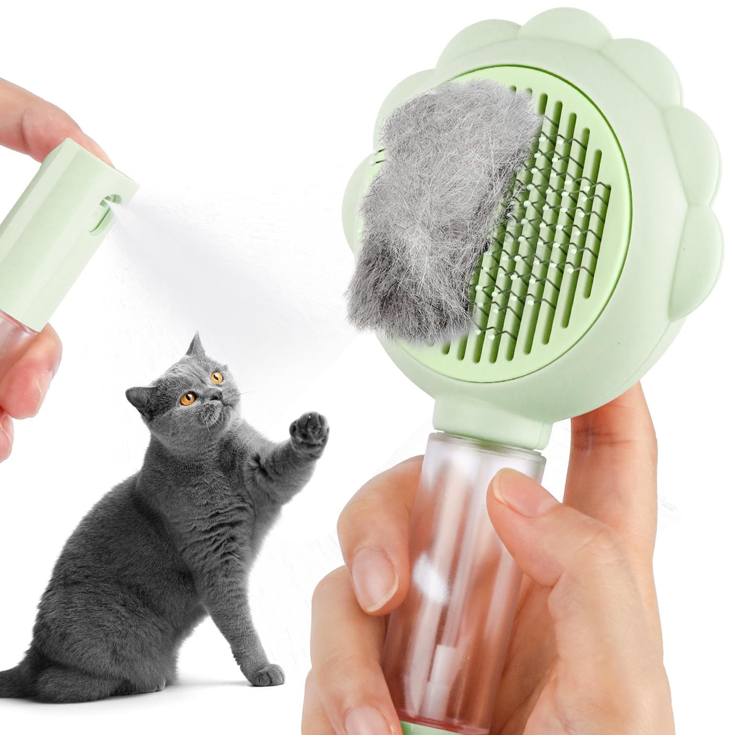 3-in-1 Spray Cat Brush with Release Button