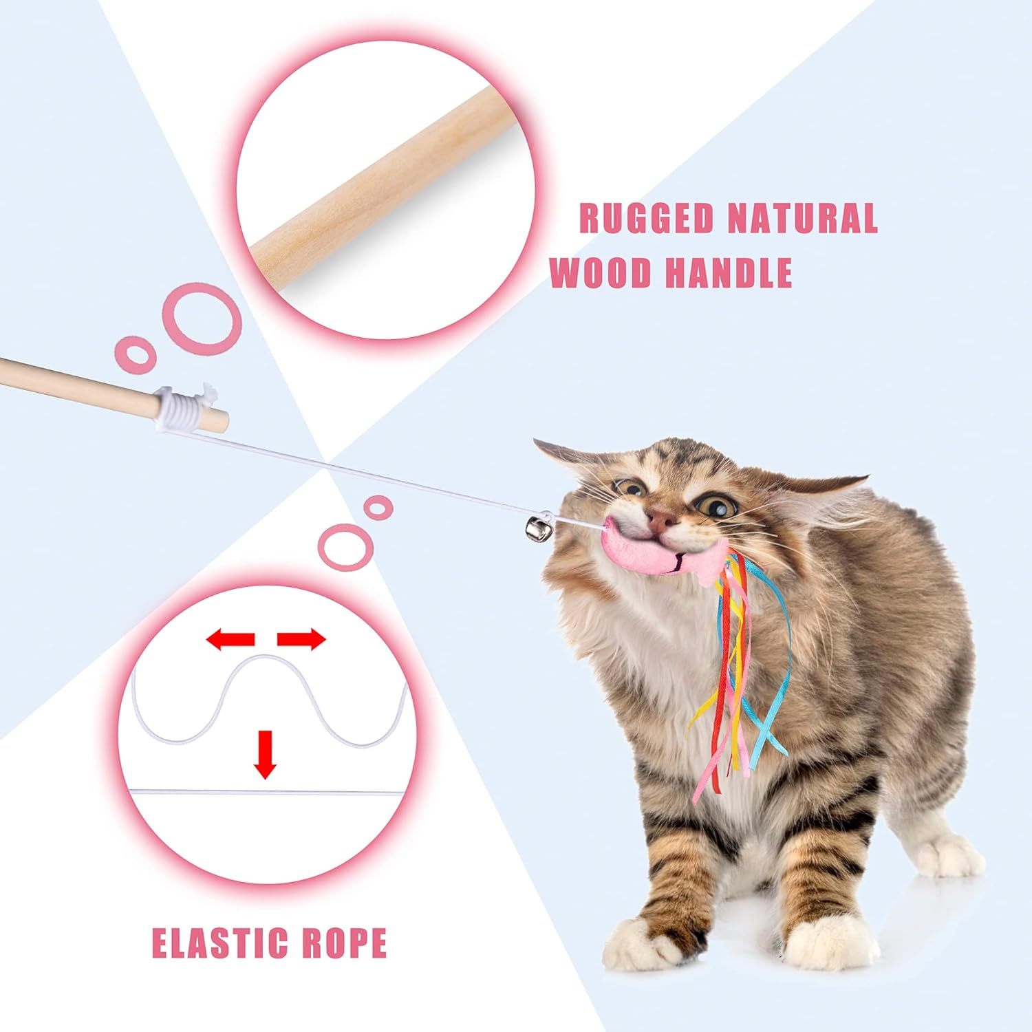 Interactive Cat Wand Toy with Ribbons