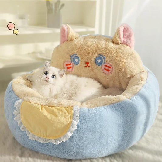 Cute Cat & Dog Bed Tent with Washable Cushion