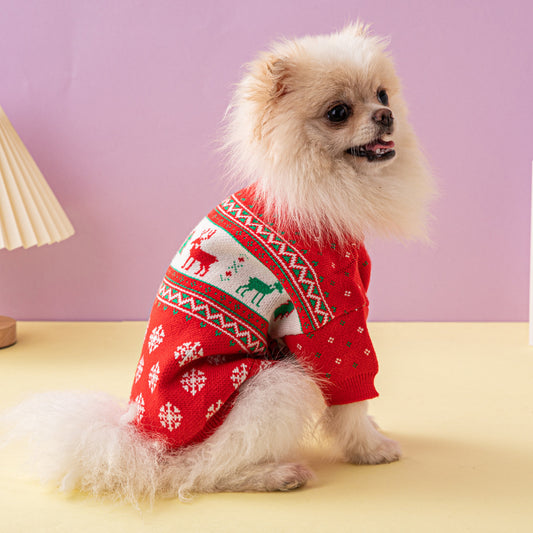 Christmas Tree & Elk Dog Sweater