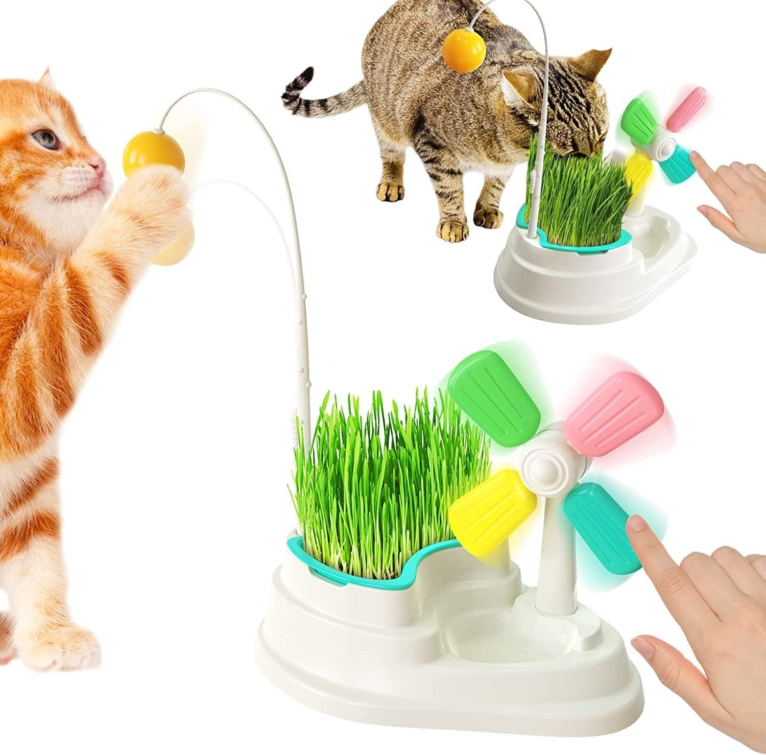 Multifunctional Interactive Cat Toy with Cat Grass Pot