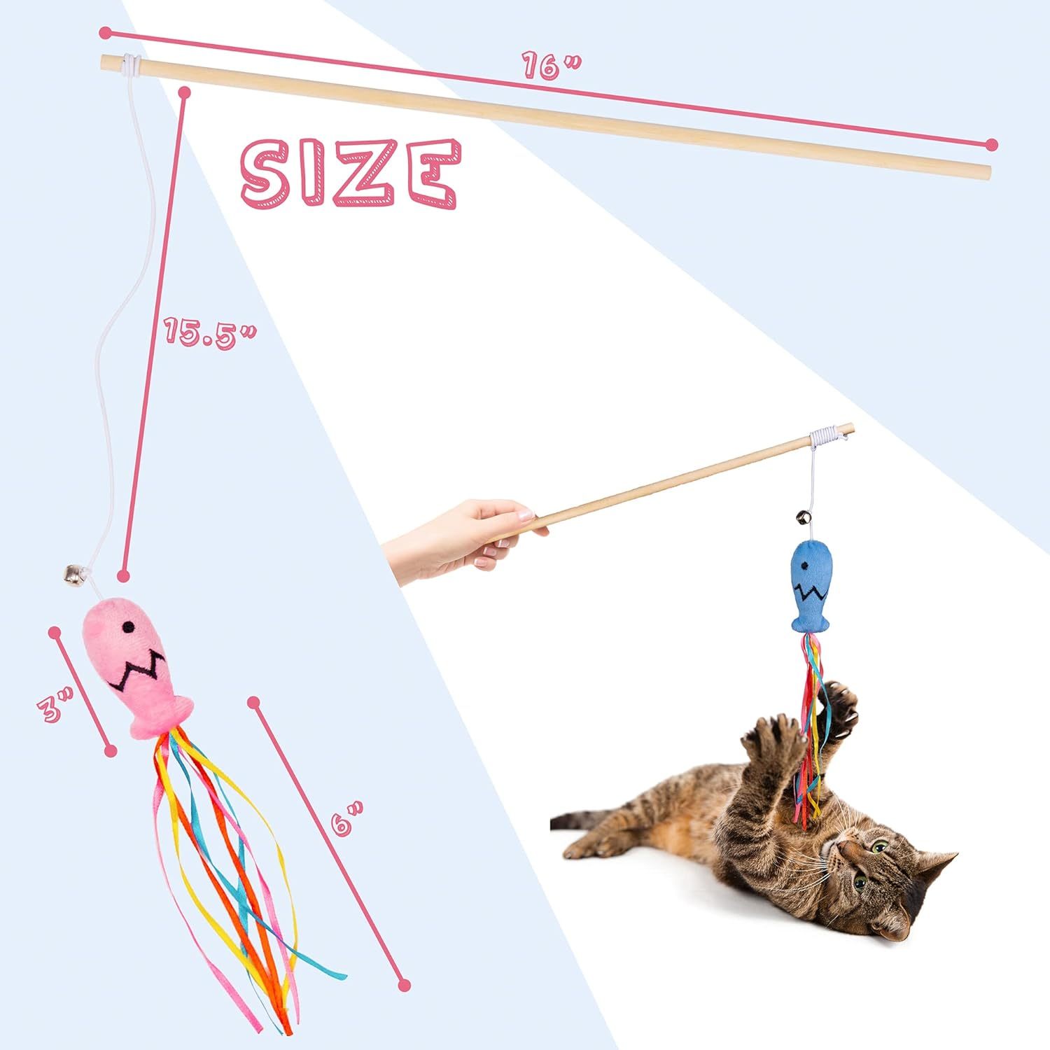 Interactive Cat Wand Toy with Ribbons