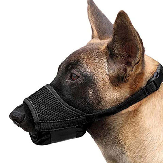 Soft Mesh Dog Muzzle with Front Opening for Drinking and Panting