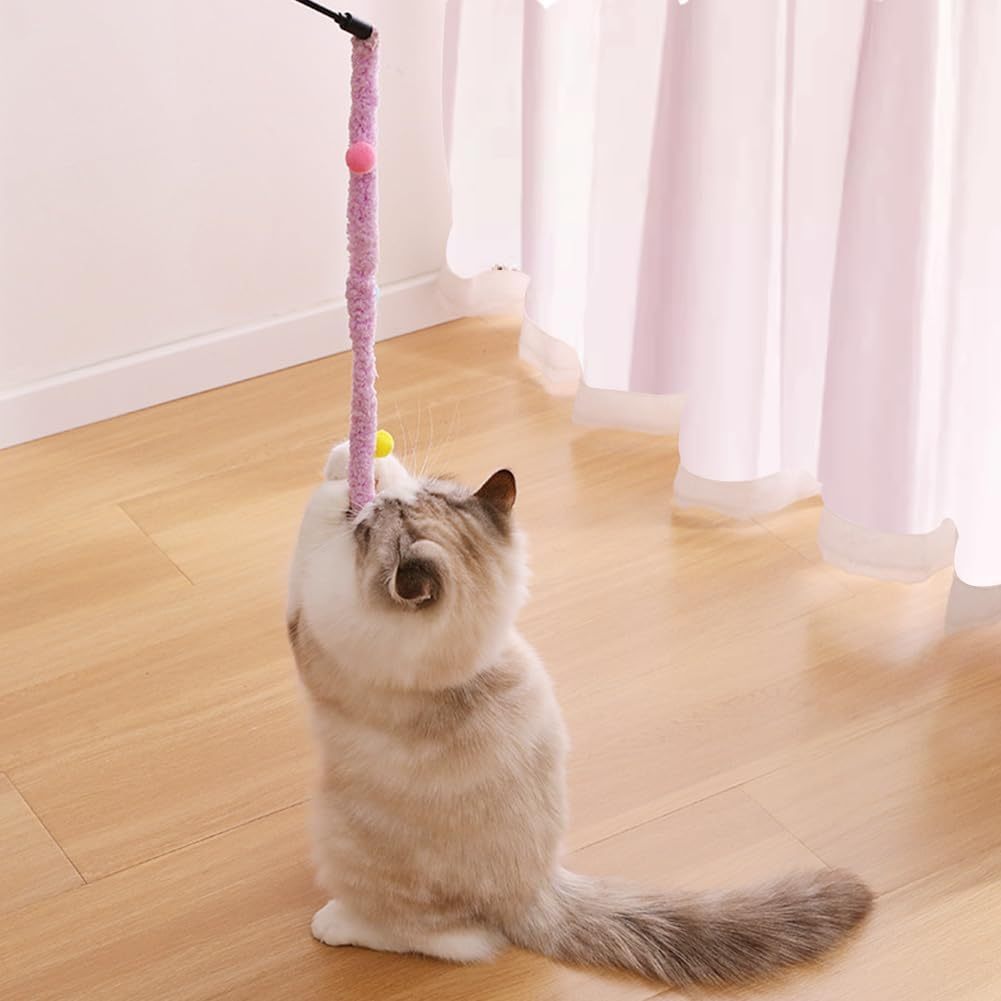 Interactive Cat Teaser Wand with Plush Strip