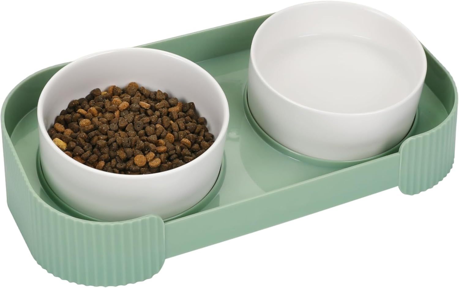 Ceramic Elevated Cat Bowls 15° Tilted Anti-Vomiting Set