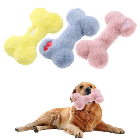 Cute Plush Bone Dog Toy - Squeaky, Chew-Resistant