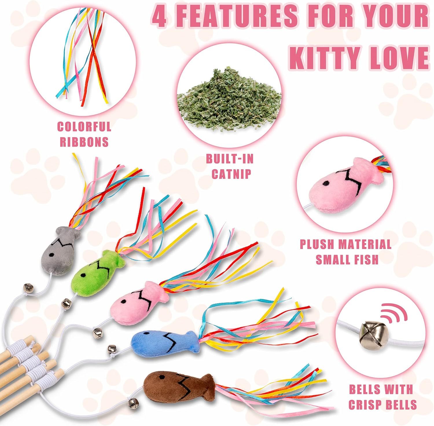 Interactive Cat Wand Toy with Ribbons