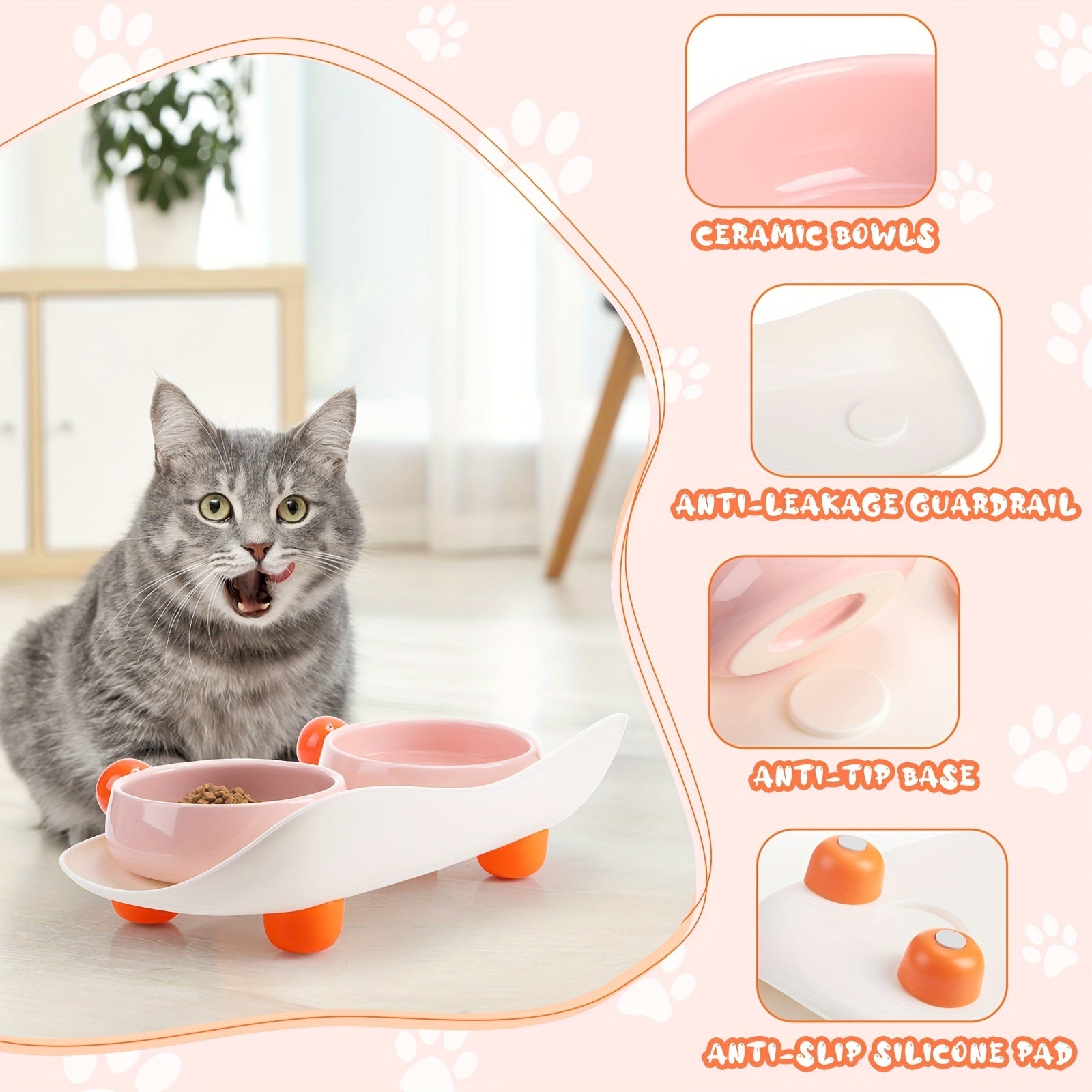 Elevated Ceramic Bowl For Cat