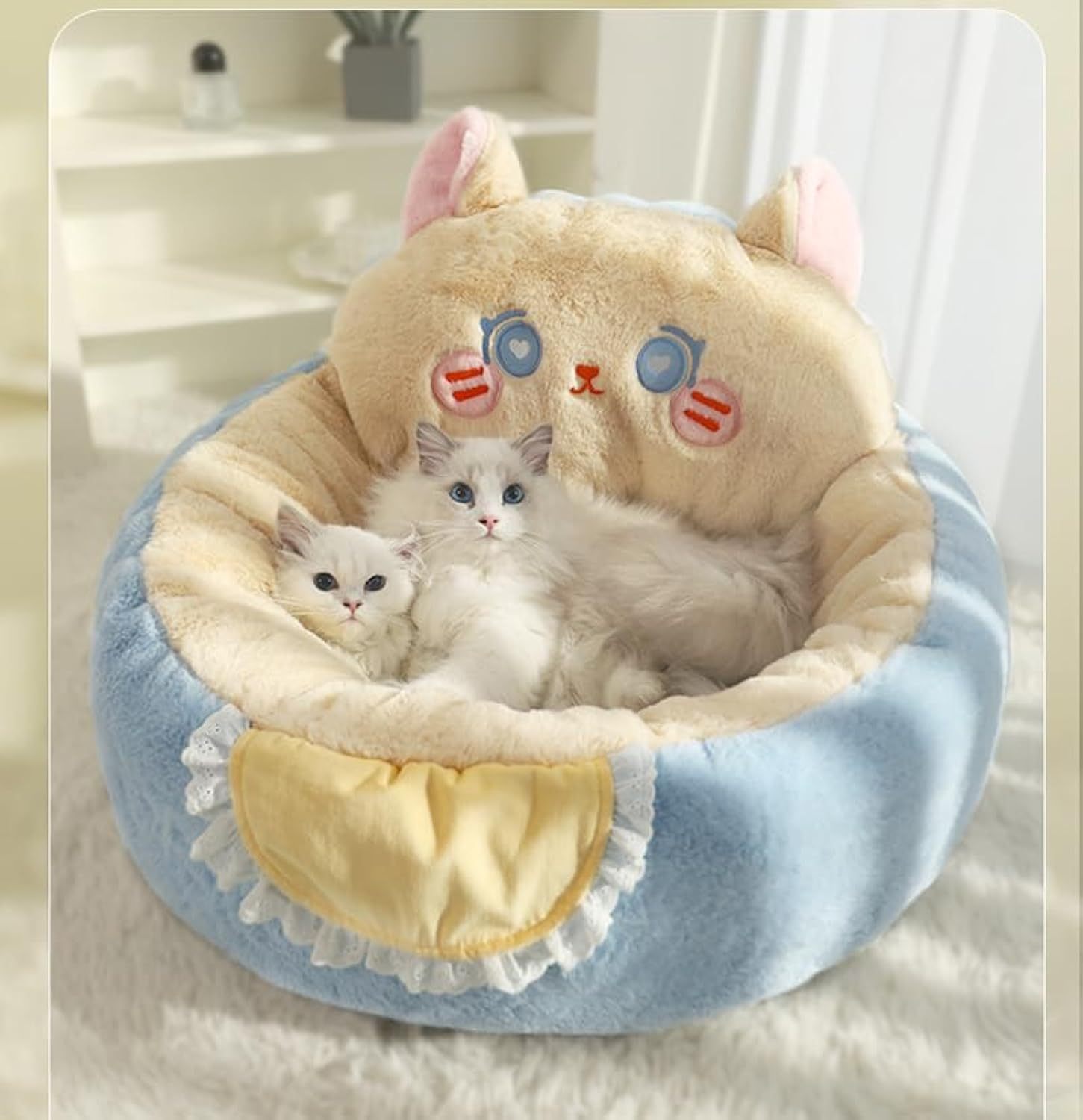 Cute Cat & Dog Bed Tent with Washable Cushion