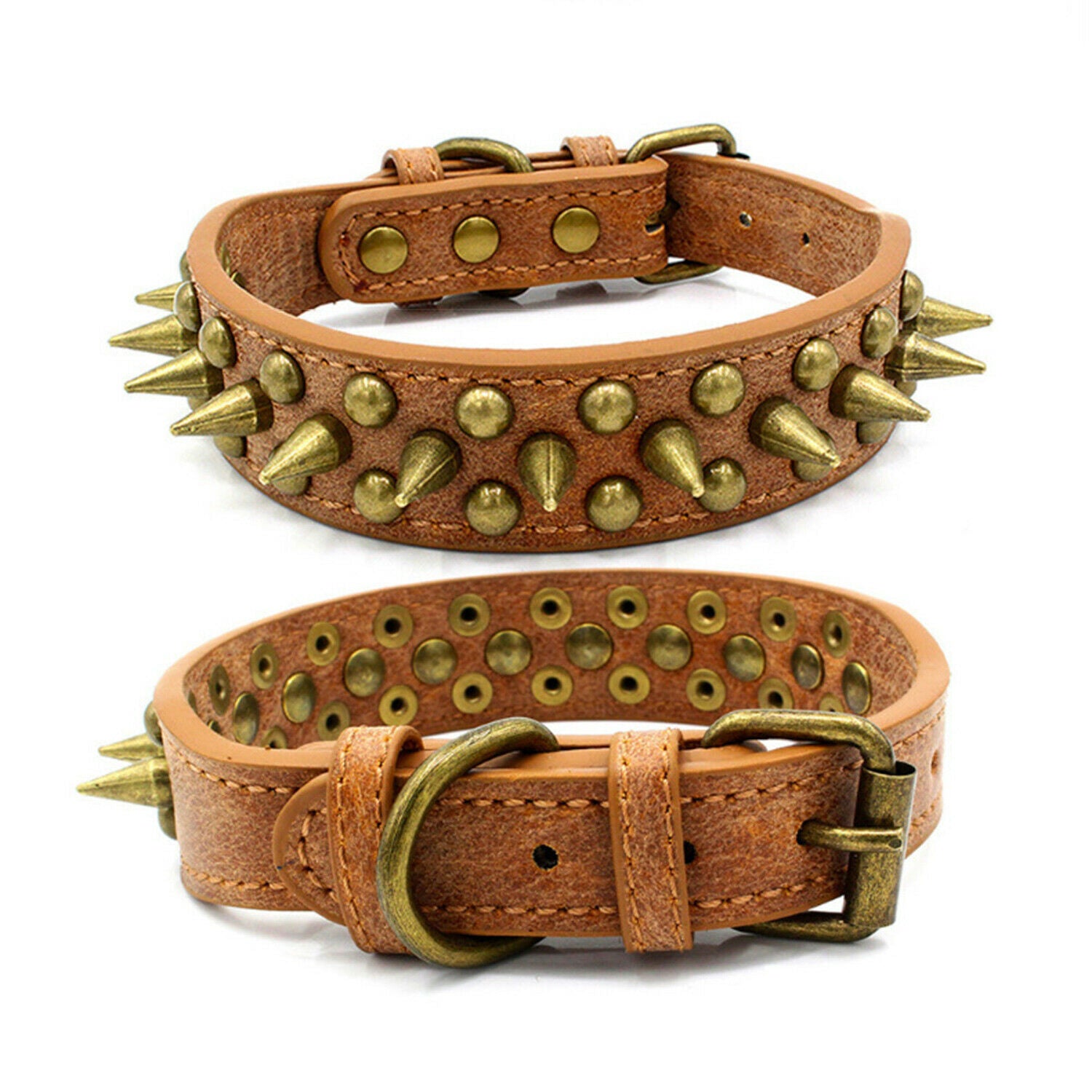 Retro Studded Leather Dog Collar (S-XL)