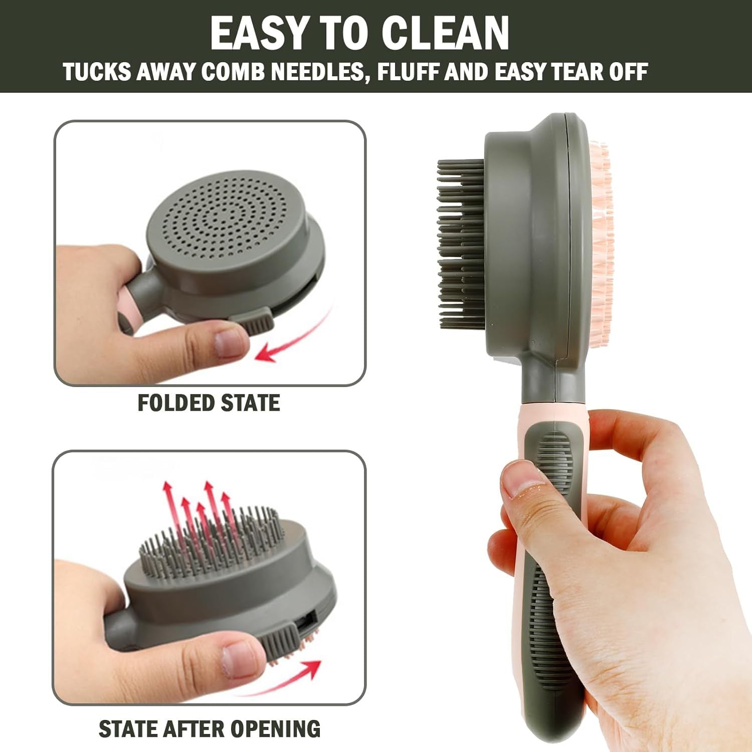 2-in-1 Double-Sided Cat Brush with Release Button