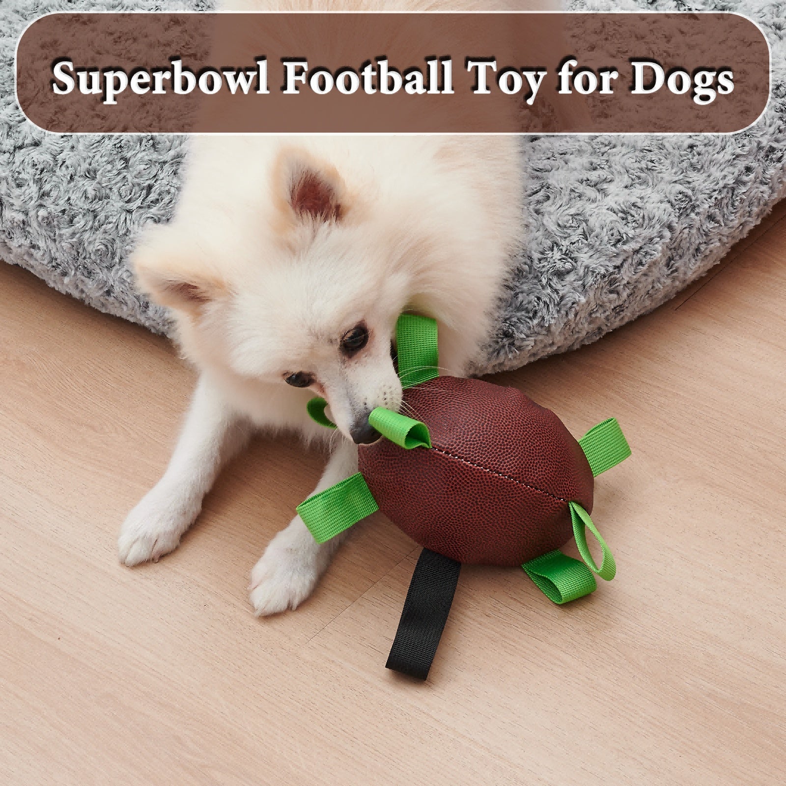 Interactive Dog Rugby Ball with Straps