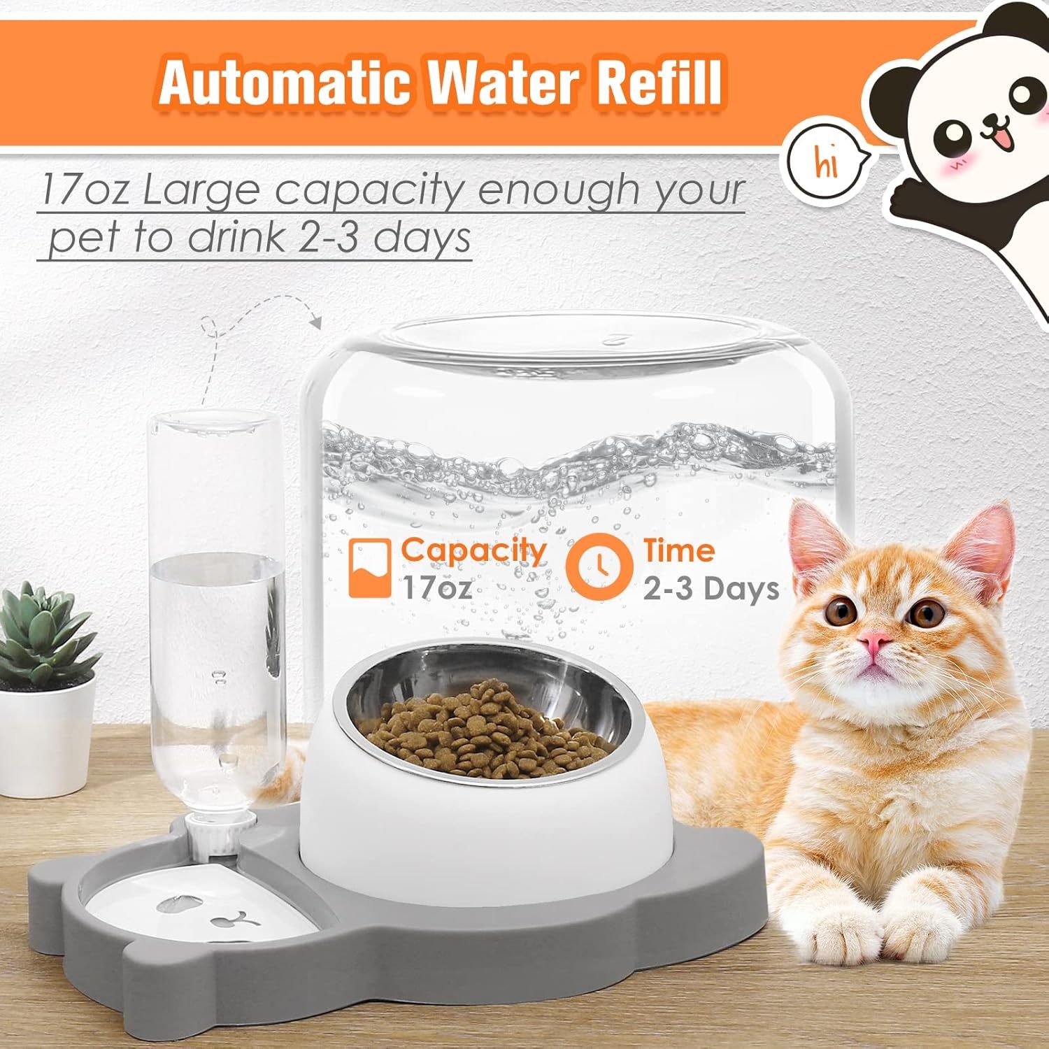 Elevated Cat & Dog Bowls with Water Dispenser