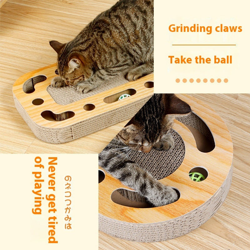 Round Cat Scratch Board with Ball