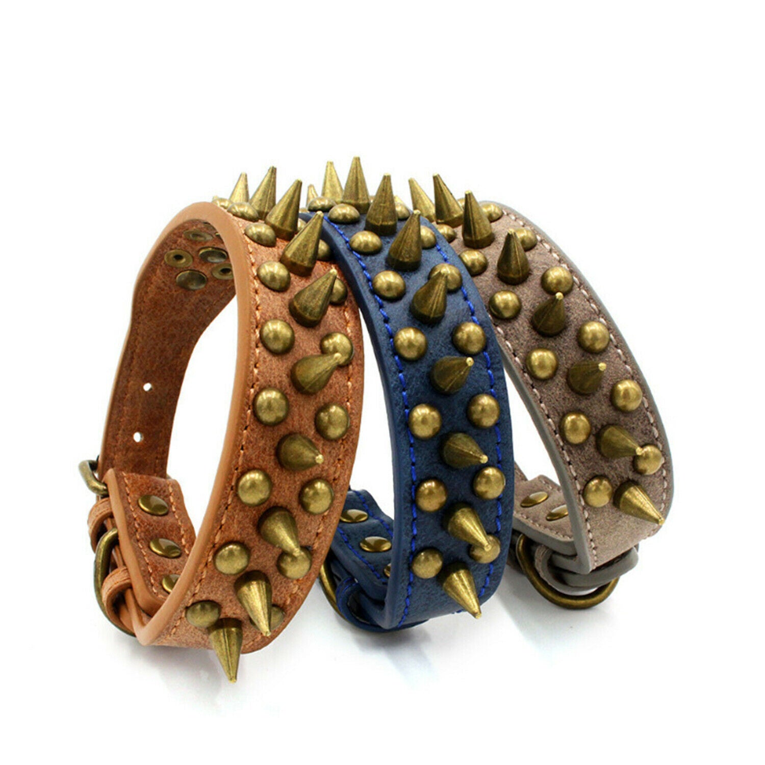 Retro Studded Leather Dog Collar (S-XL)