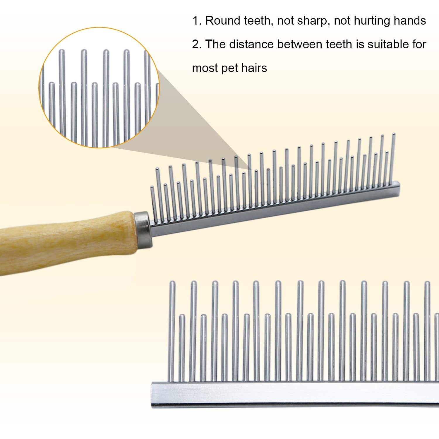 Wooden Handle Grooming Comb for Pets