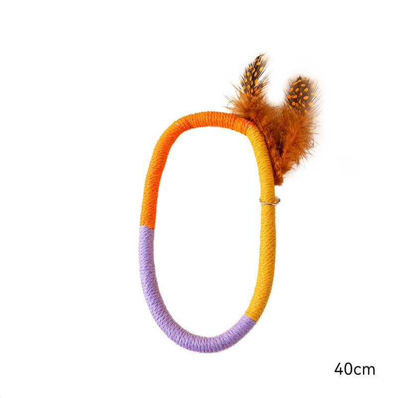 Cotton Rope Catnip Toy with Feather