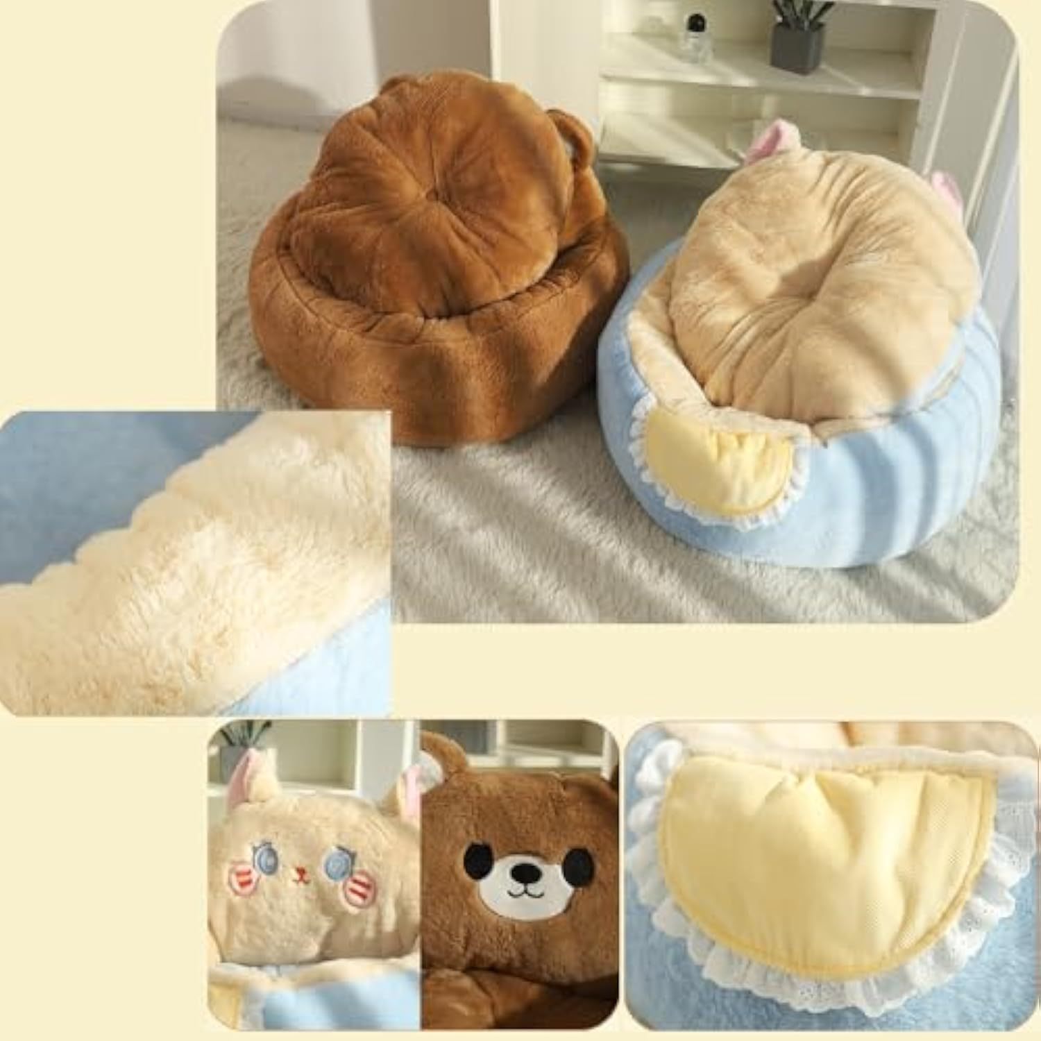 Cute Cat & Dog Bed Tent with Washable Cushion