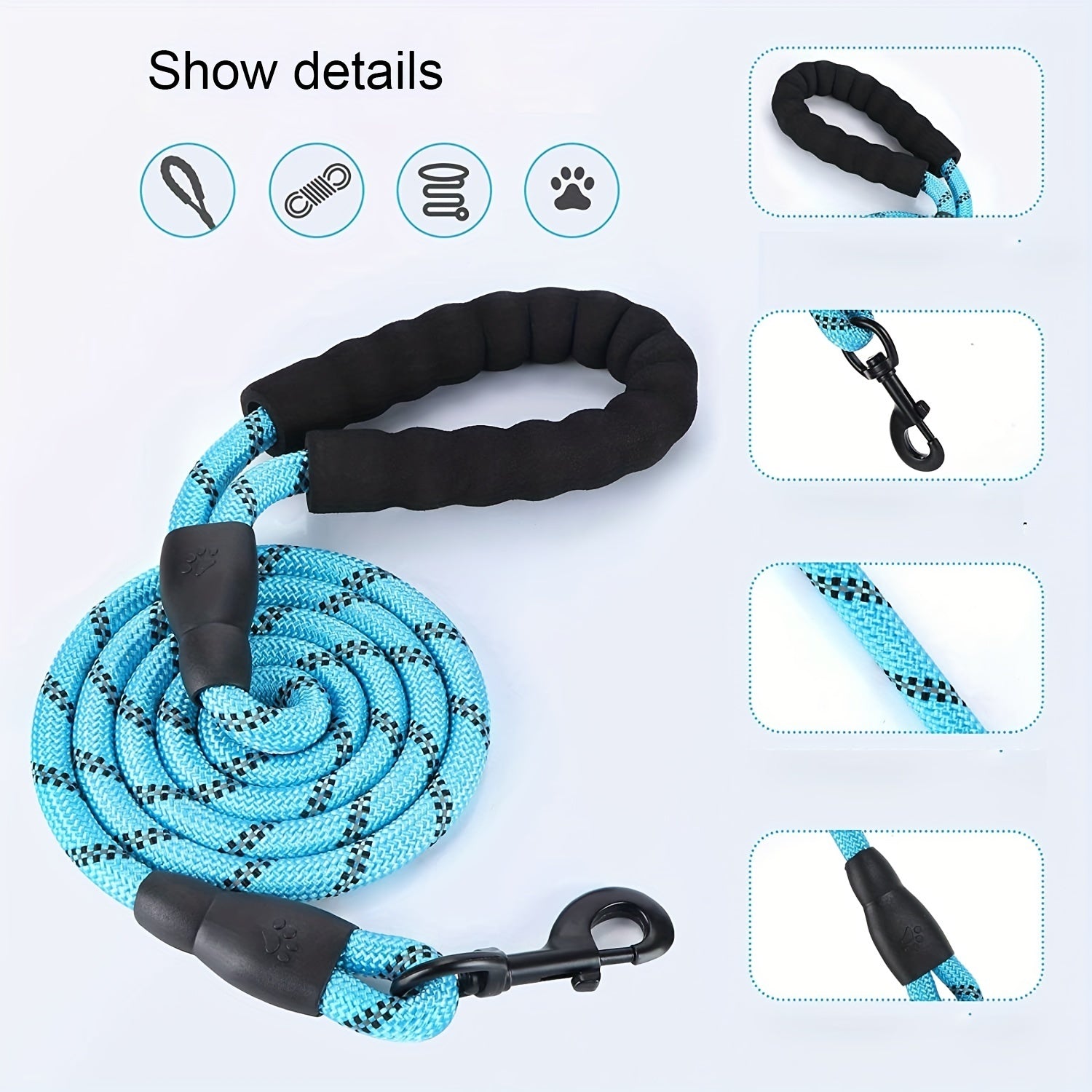 Reflective Elastic Dog Leash with Padded Handle