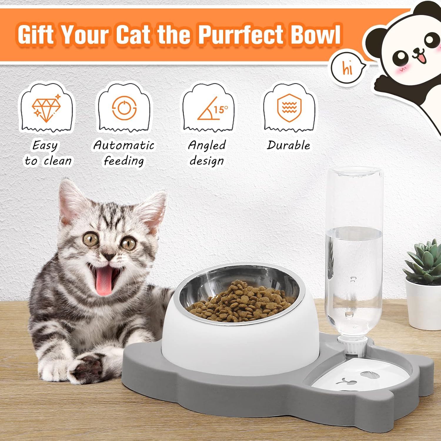 Elevated Cat & Dog Bowls with Water Dispenser