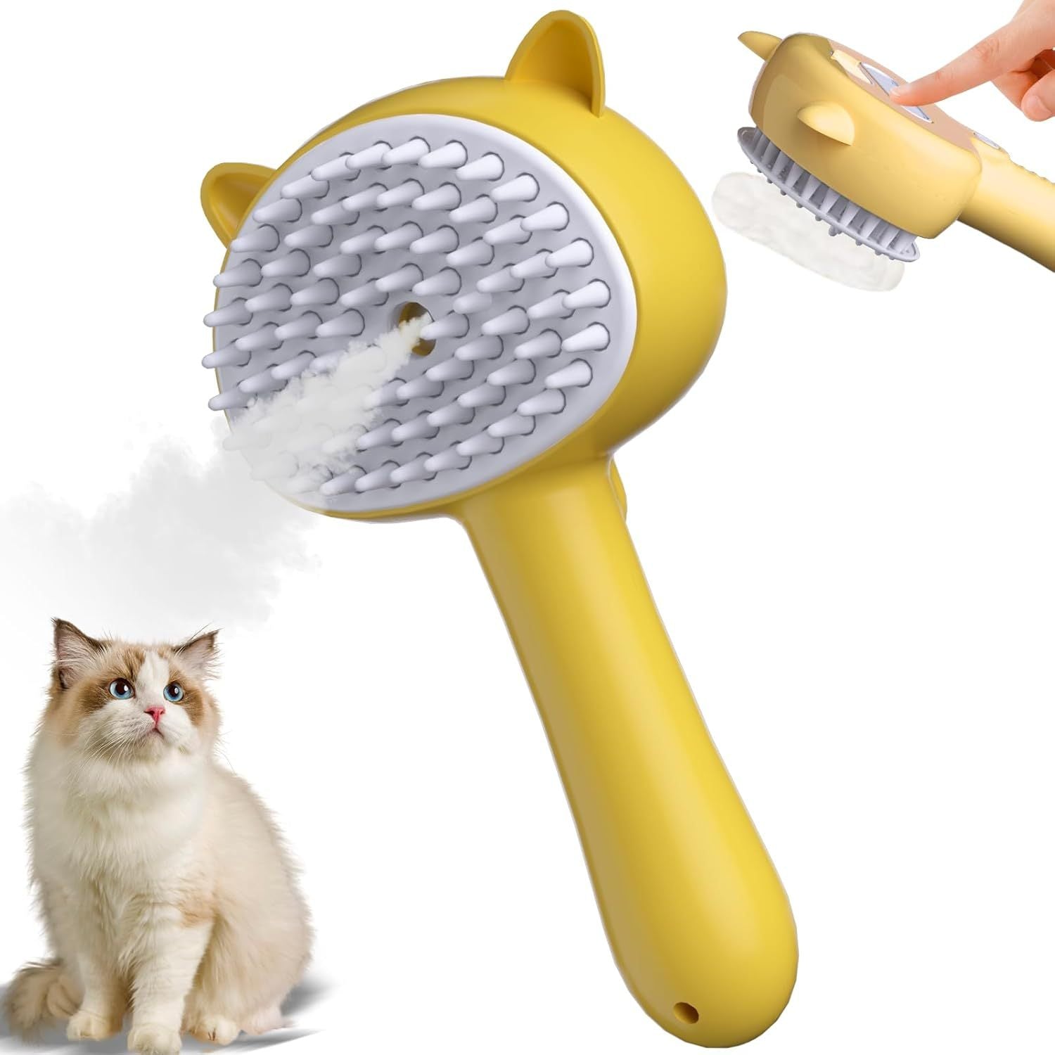 4-in-1 Cat Steam Brush with Release Button